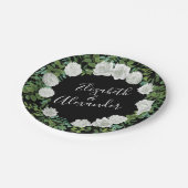 Floral Wedding Black and White Rose Papieren Bordje (Gekanteld)