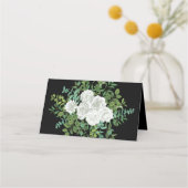 Floral Wedding Black and White Rose Plaatskaartje (Achterkant)
