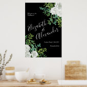 Floral Wedding Black and White Rose Poster (Keuken)