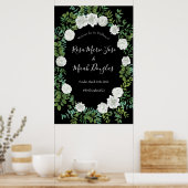 Floral Wedding Black and White Rose Poster (Keuken)