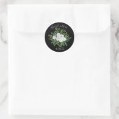 Floral Wedding Black and White Rose Ronde Sticker (Tas)