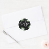 Floral Wedding Black and White Rose Ronde Sticker (Envelop)