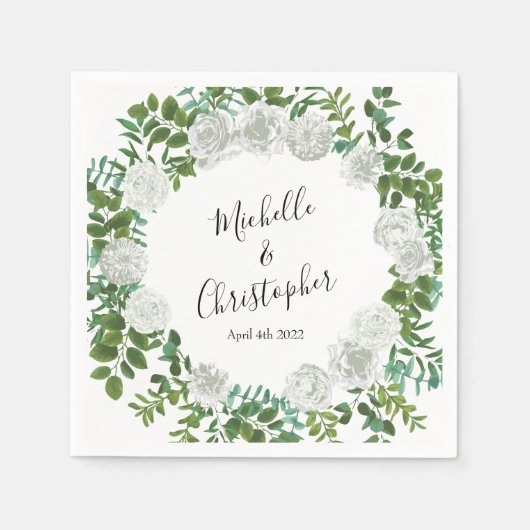 Floral Wedding Black and White Rose Servet (Voorkant)