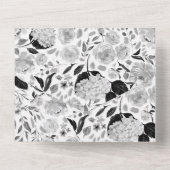 Floral Wedding Black and White Waterverf All In One Uitnodiging (Achterkant)