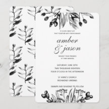 Floral Wedding Black and White Waterverf