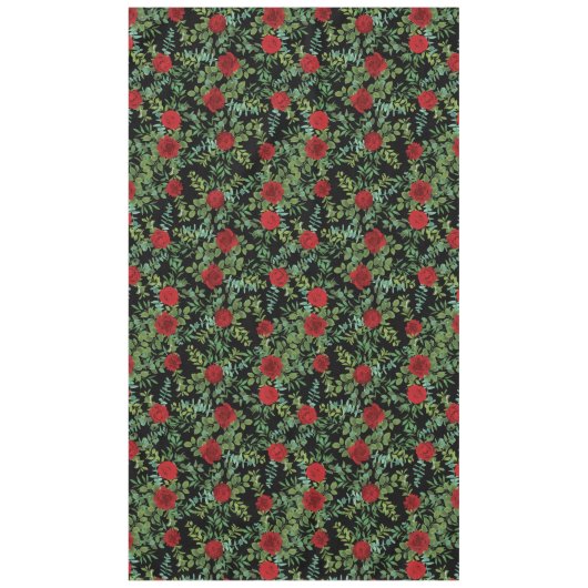 Floral Wedding Black & Red Peony Roos Tafelkleed (Voorkant)