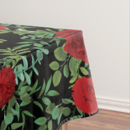 Floral Wedding Black & Red Peony Roos Tafelkleed