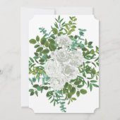 Floral Wedding Black & White Peony Roos Kaart (Achterkant)