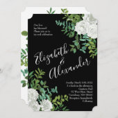 Floral Wedding Black & White Peony Roos Kaart (Voorkant / Achterkant)