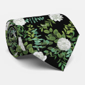 Floral Wedding Black & White Peony Roos Stropdas (Opgerold)