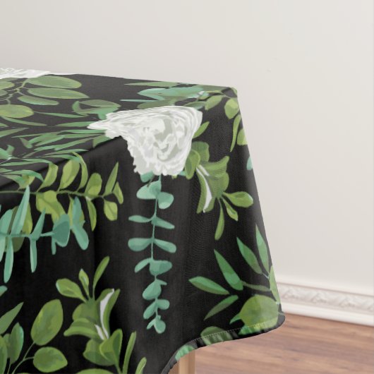 Floral Wedding Black & White Peony Roos Tafelkleed (Voorbeeld)