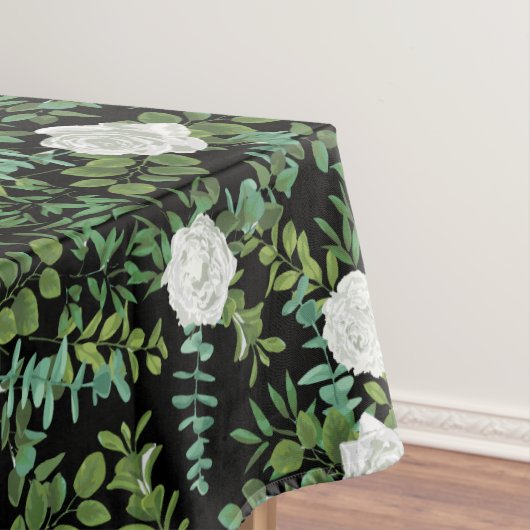 Floral Wedding Black & White Peony Roos Tafelkleed (Voorbeeld)