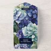 Floral Wedding Blue Hydrangea Waterverf All In One Uitnodiging (Buitenkant)
