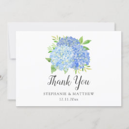 Floral Wedding Blue Hydrangea Waterverf Bedankkaart