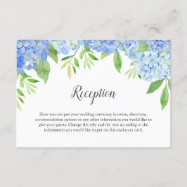 Floral Wedding Blue Hydrangea Waterverf Informatiekaartje