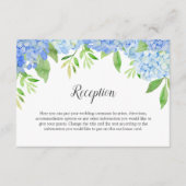 Floral Wedding Blue Hydrangea Waterverf Informatiekaartje (Voorkant)