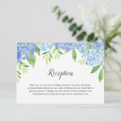 Floral Wedding Blue Hydrangea Waterverf Informatiekaartje (Staand voorkant)