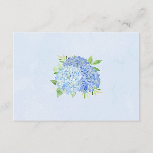 Floral Wedding Blue Hydrangea Waterverf Informatiekaartje (Achterkant)