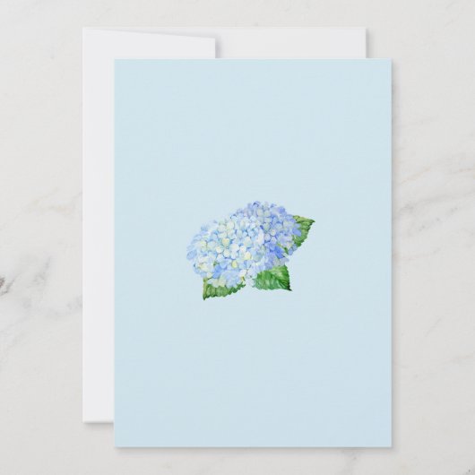 Floral Wedding Blue Hydrangea Waterverf Kaart (Achterkant)