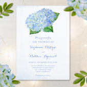 Floral Wedding Blue Hydrangea Waterverf Kaart