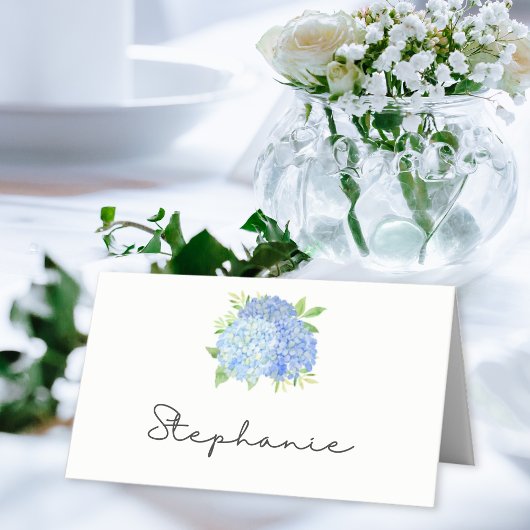 Floral Wedding Blue Hydrangea Waterverf Plaatskaartje