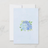 Floral Wedding Blue Hydrangea Waterverf RSVP Kaartje (Achterkant)