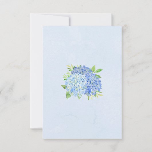 Floral Wedding Blue Hydrangea Waterverf RSVP Kaartje (Achterkant)