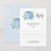 Floral Wedding Blue Hydrangea Waterverf RSVP Kaartje (Voorkant / Achterkant)