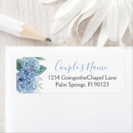 Floral Wedding Blue Hydrangeas Waterverf Etiket
