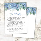 Floral Wedding Blue Hydrangeas Waterverf Informatiekaartje
