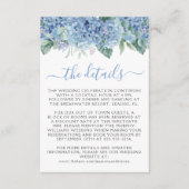 Floral Wedding Blue Hydrangeas Waterverf Informatiekaartje (Voorkant)