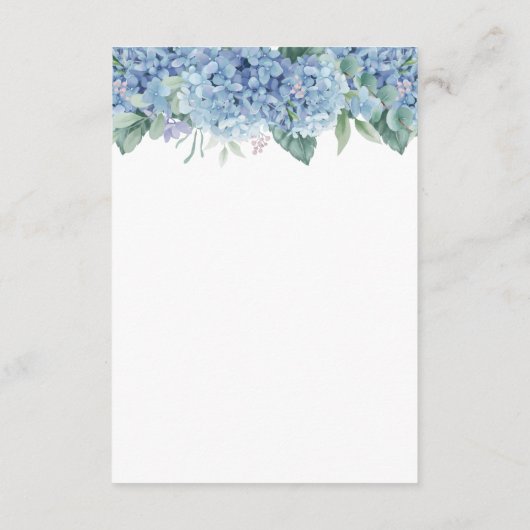 Floral Wedding Blue Hydrangeas Waterverf Informatiekaartje (Achterkant)