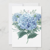 Floral Wedding Blue Hydrangeas Waterverf Kaart (Achterkant)