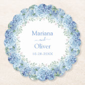 Floral Wedding Blue Hydrangeas Waterverf Kartonnen Onderzetters (Voorkant)