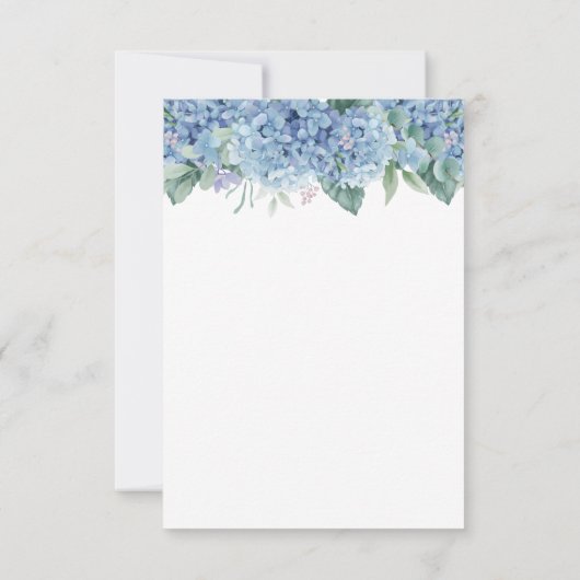 Floral Wedding Blue Hydrangeas Waterverf RSVP Kaartje (Achterkant)