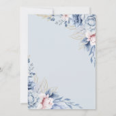 Floral Wedding Blue White Waterverf Kaart (Achterkant)