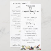 Floral Wedding Blush Plum Waterverf Programmakaart (Voorkant / Achterkant)