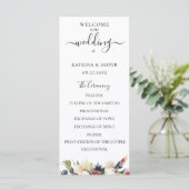 Floral Wedding Blush Plum Waterverf Programmakaart (Staand voorkant)
