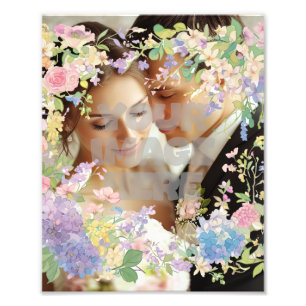 Floral Wedding Border Afbeelding Foto Afdruk