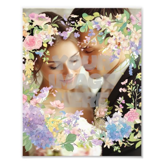 Floral Wedding Border  Afbeelding Foto Afdruk (Voorkant)