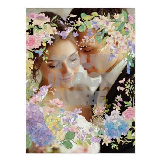 Floral Wedding Border  Afbeelding Perfect Poster (Voorkant)