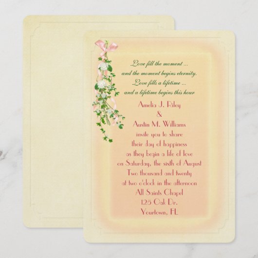 Floral Wedding Branch Kaart (Voorkant / Achterkant)