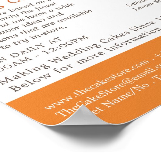 Floral Wedding Cake, Cakery/Cake Store Adverteren Poster (Hoek)