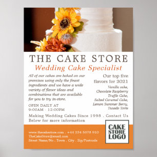 Floral Wedding Cake, Cakery/Cake Store Adverteren Poster