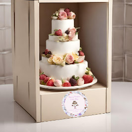 Floral Wedding Cake Pattern Bakery Classic Round Ronde Sticker