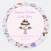 Floral Wedding Cake Pattern Bakery Classic Round Ronde Sticker (Voorkant)