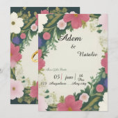 Floral wedding card kaart (Voorkant / Achterkant)