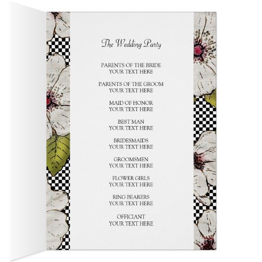 Floral Wedding Ceremony-programma's (Binnen (Rechts))