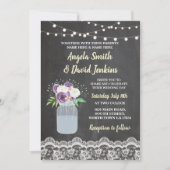 Floral Wedding Chalk Lace Floral Jar Liight Invite Kaart (Voorkant)