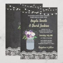 Floral Wedding Chalk Lace Floral Jar Liight Invite